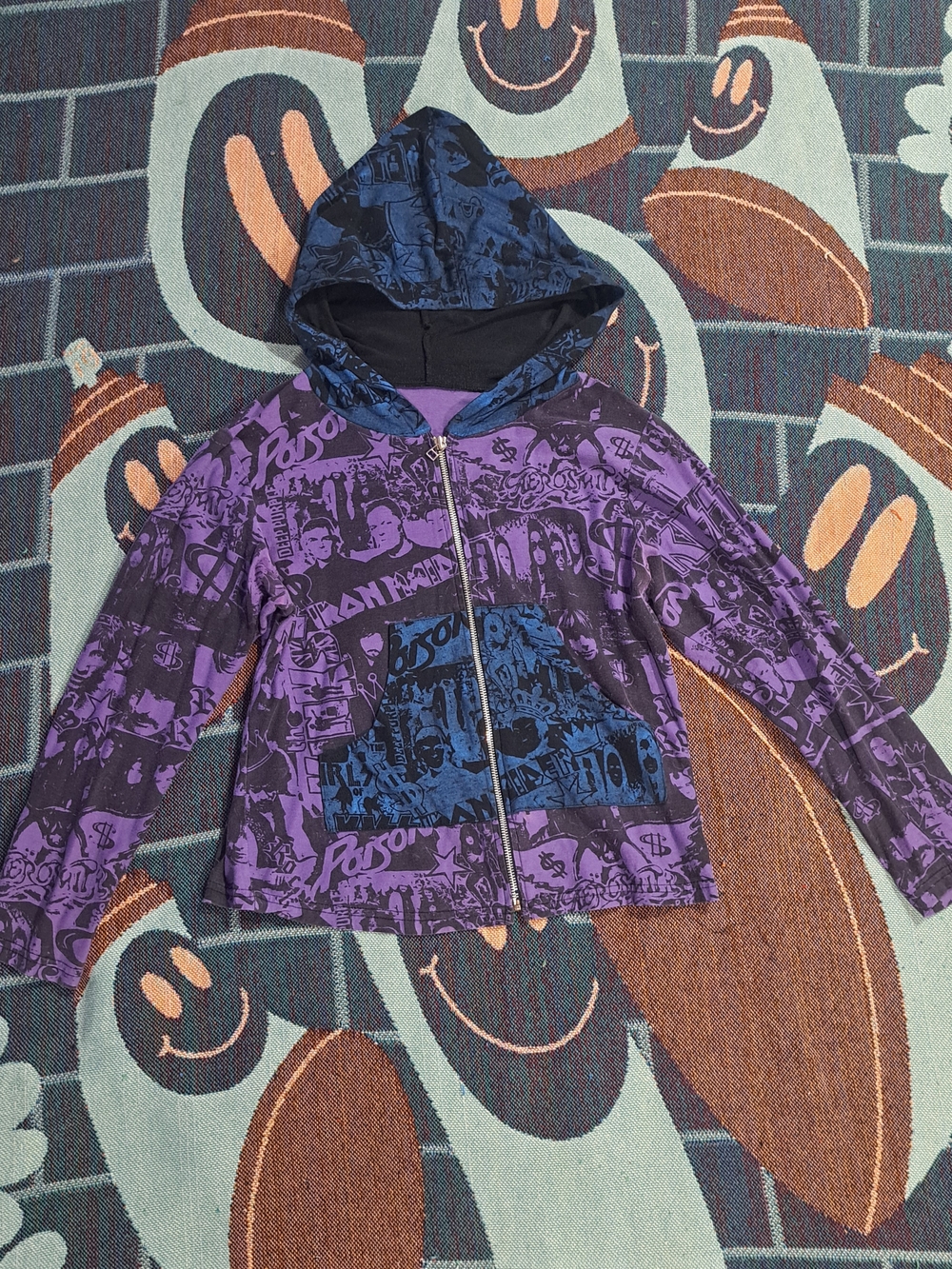 🌈SCREEN PRINT ROCK LEGENDS ZIP UP HOODIE- M